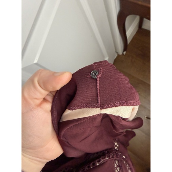 Taylor Burgundy Ruffle Cap Sleeve High-Low Midi Geometric Dress Women's Size 16W - Picture 15 of 16